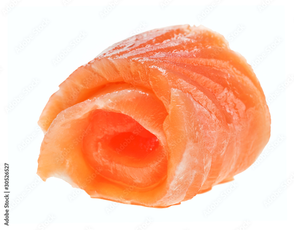 Red salmon roll isolated on white Red salmon roll isolated on white