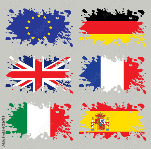 Splash flags set Europe. Each in separated layer