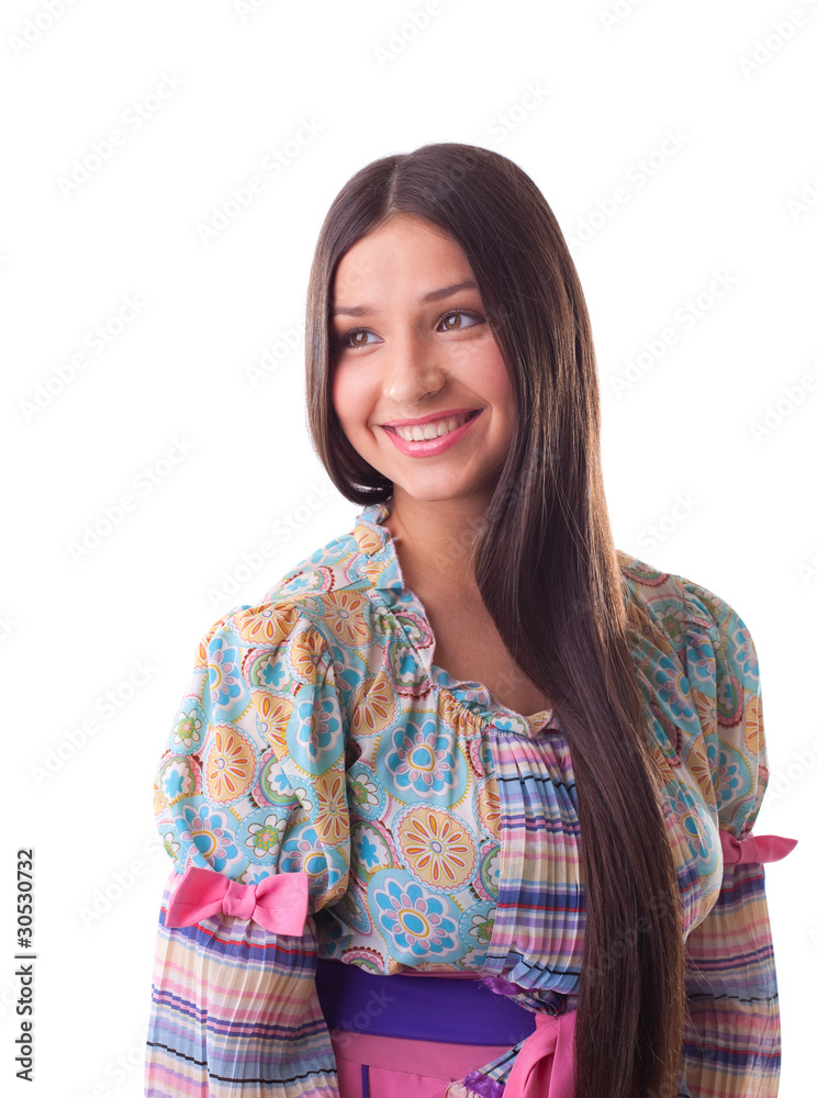 Pretty girl smile - traditional russian costume Pretty girl smile - traditional russian costume