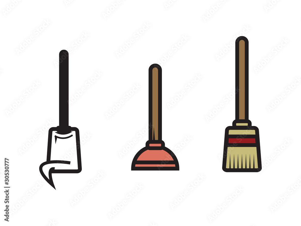 Three Vector Cleaning Utensils