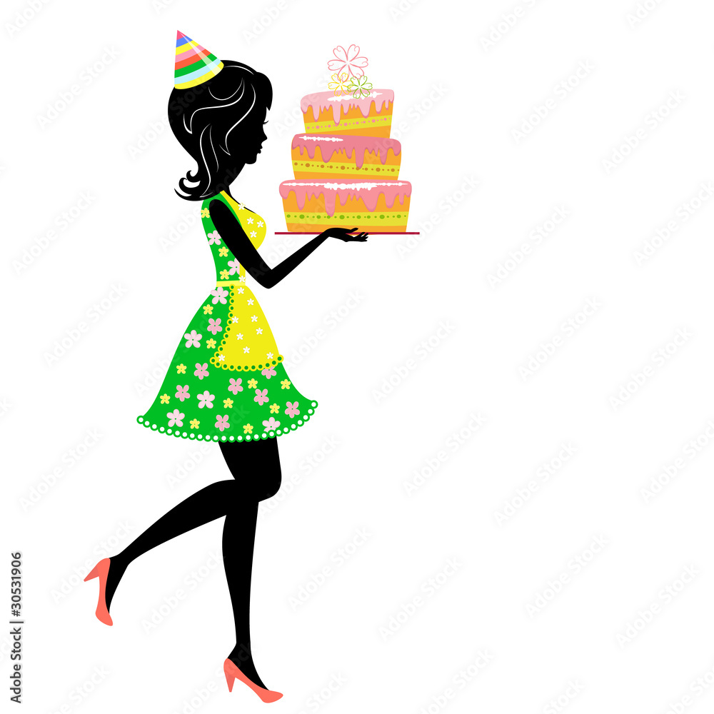 Girl with birthday cake