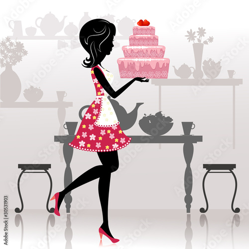 Girl with a romantic cake #30531903