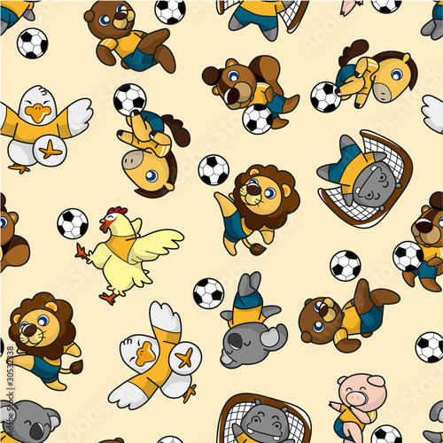 seamless animal soccer pattern