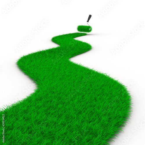 road from grass on white. I...