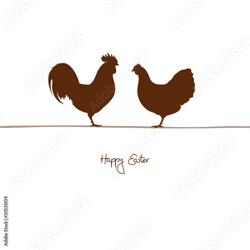 Easter Card Standing Rooster & Hen