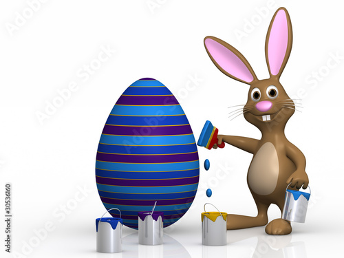Osterhase malt Ei an