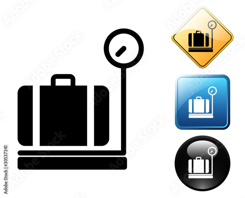 Luggage weighing pictogram and signs