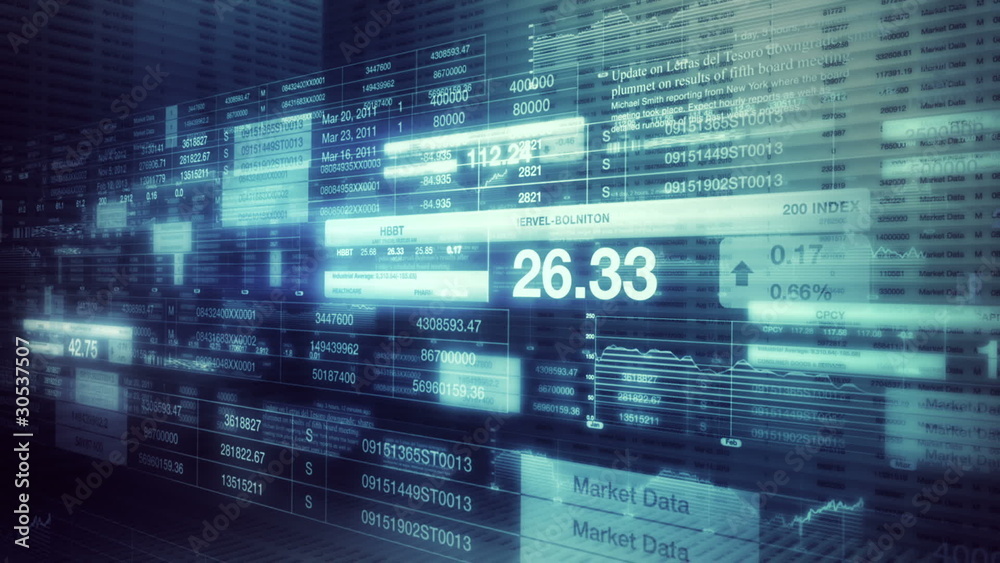 Stock Market Tickers Smooth Camera Pan
