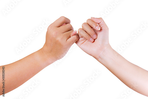 man and womam holding hands isolated