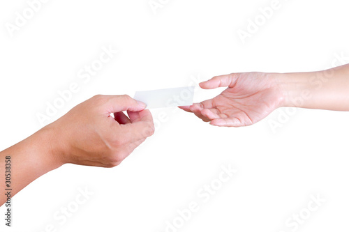 hand giving name card