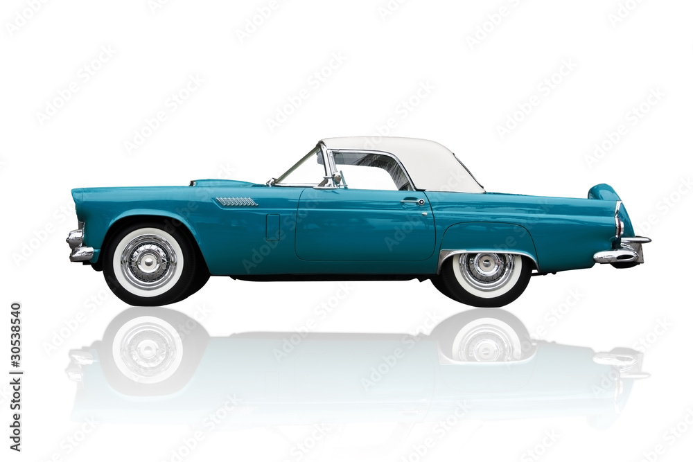 Old shiny car isolated on white. Old shiny car isolated on white.