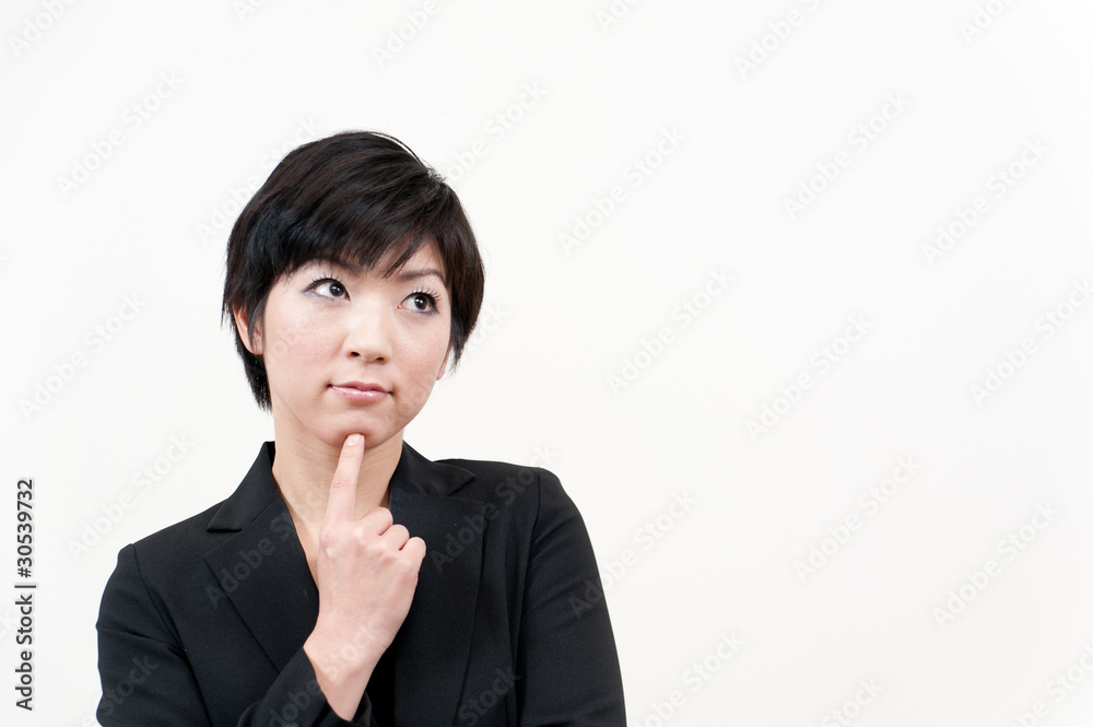 a portrait of asian businesswoman thinking a portrait of asian businesswoman thinking