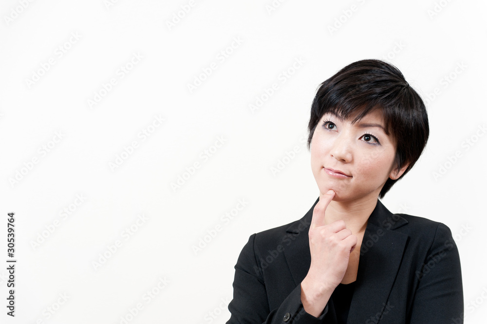 a portrait of asian businesswoman thinking a portrait of asian businesswoman thinking