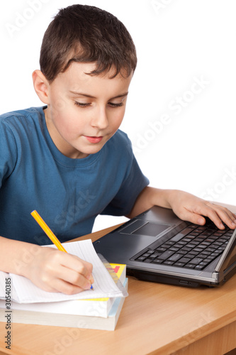 Schoolboy at the laptop
