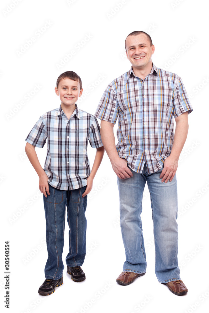 Father and son isolated on white Father and son isolated on white