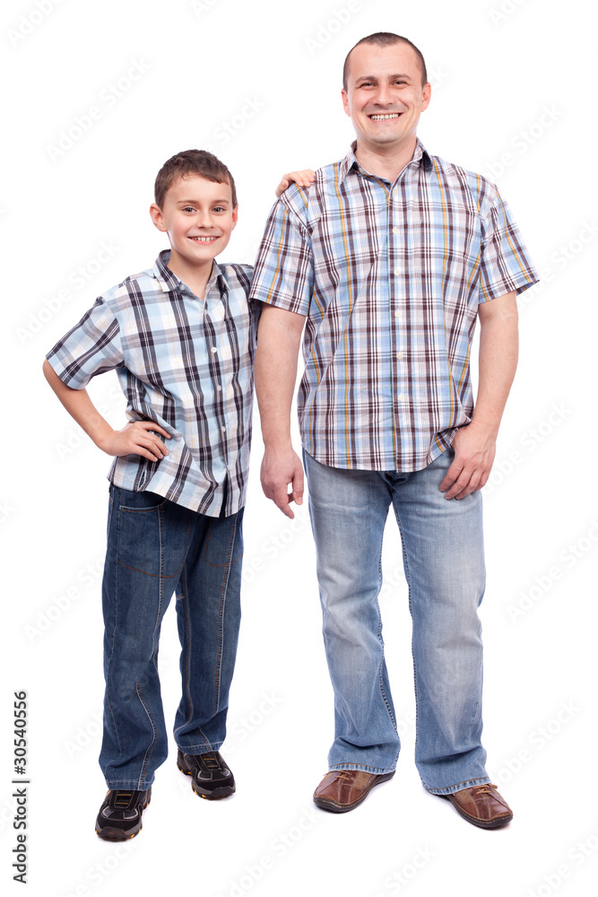 Father and son isolated on white Father and son isolated on white