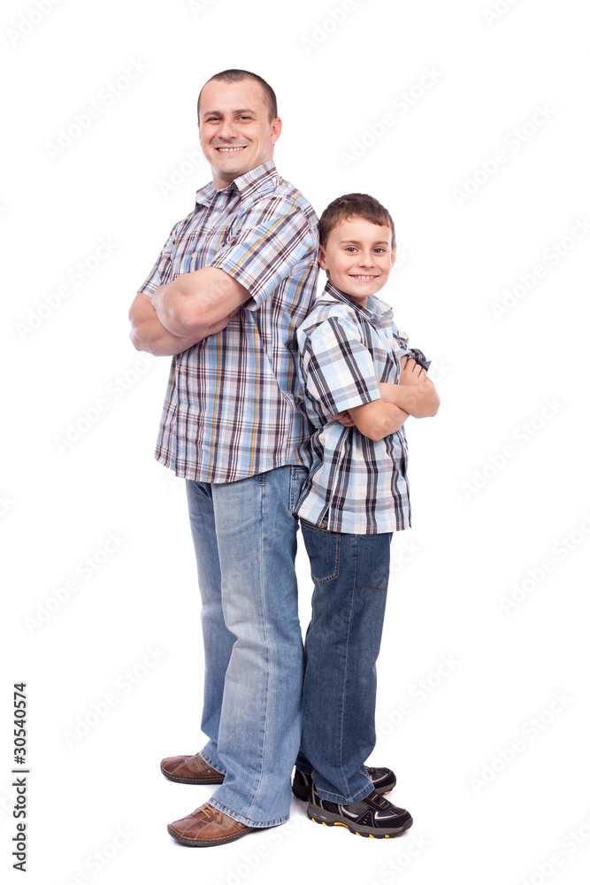 Father and son isolated on white Father and son isolated on white