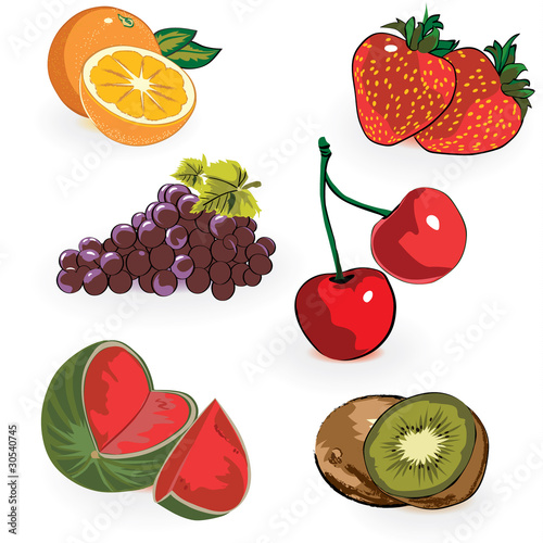 Fototapeta Naklejka Na Ścianę i Meble -  Fruits ,orange,strawberry,cherry,grapes,watermelon