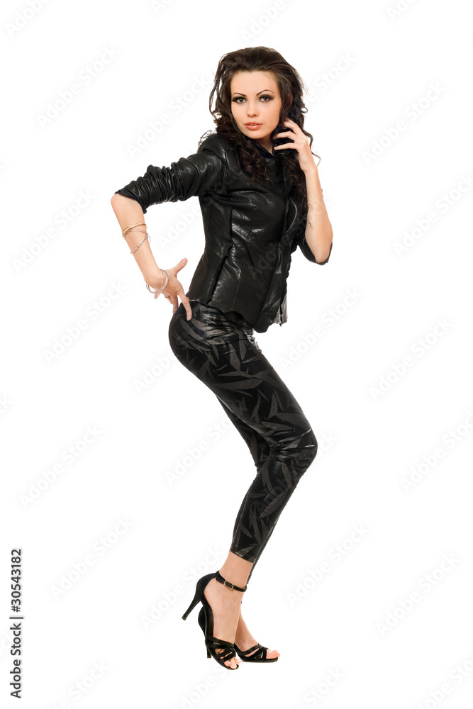 Pretty young brunette in black clothes Pretty young brunette in black clothes