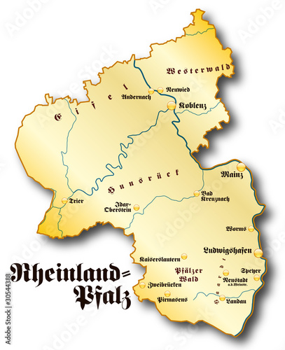 Rheinand-Pfalz als Übersichtskarte gold