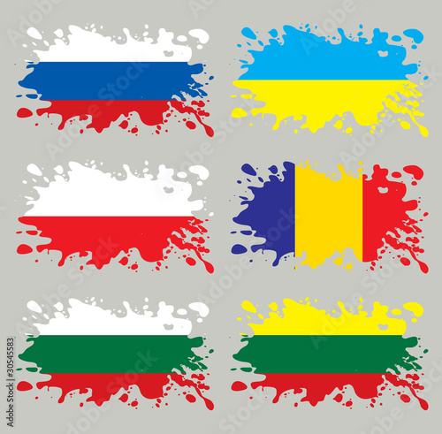 Splash flags set Eastern Europe. Each in separated layer