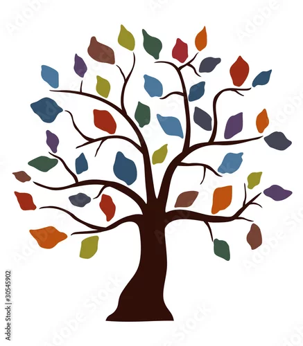 Naklejka na ścianę kolorowy liść drzewa