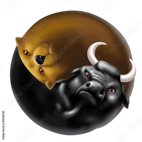 Bild auf Leinwand bull bear