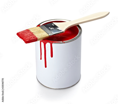 Fototapeta Naklejka Na Ścianę i Meble -  paint color tin can and brush