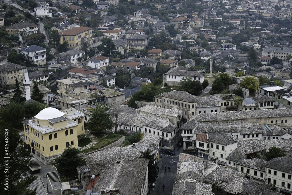 view of gjirokaster albania old town balkans