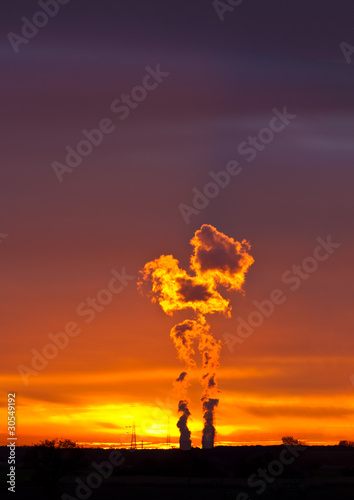 Nuclear Power Plant in Philippsburg at sunset, Germany © Frank