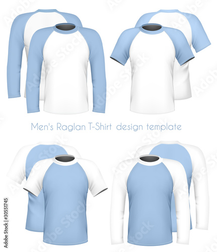 Vector. Men's raglan t-shirt design template (front & back).