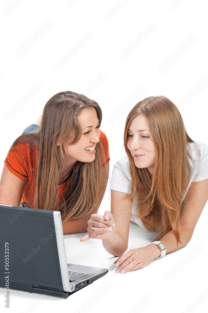 two student girl with laptop two student girl with laptop