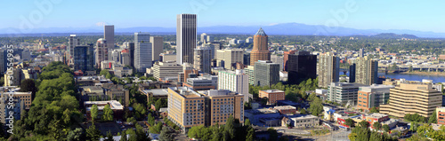 City of Portland Oregon panorama, mt. St. Helen's & mt. Adams