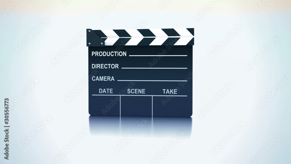 Action. Clapping clapper with studio light. Alpha is included