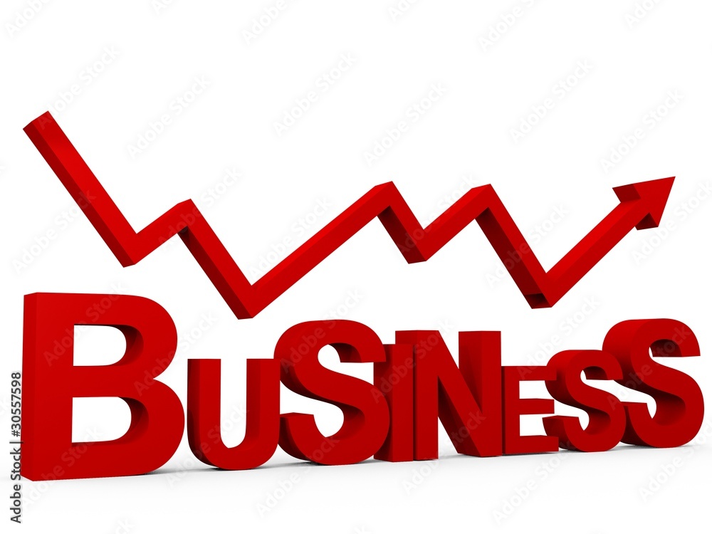 Word 'Business' with an arrow going up