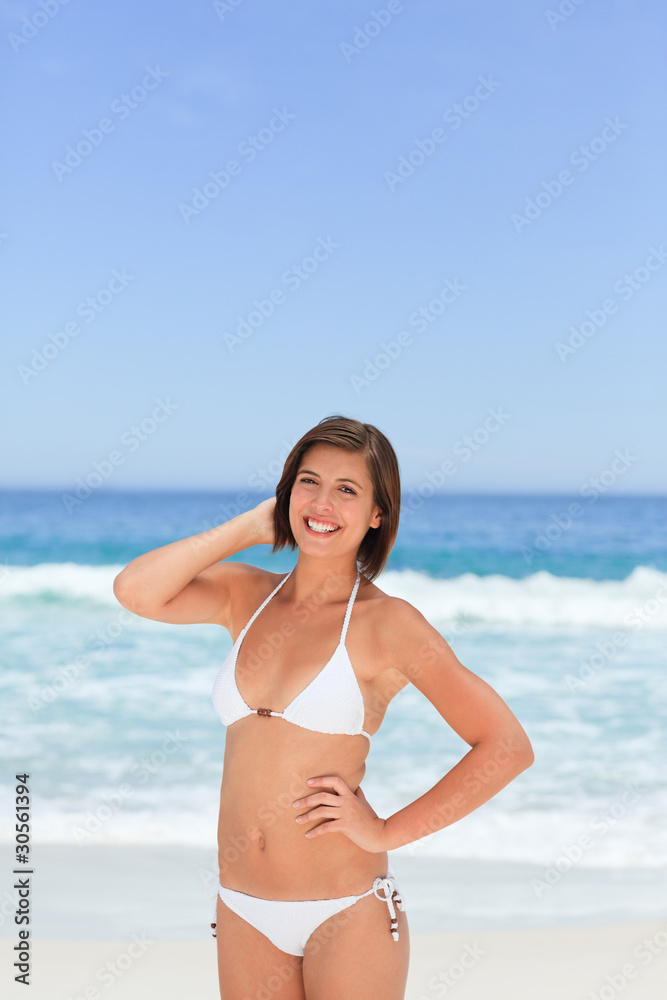 Beautiful woman posing in front of the camera Beautiful woman posing in front of the camera