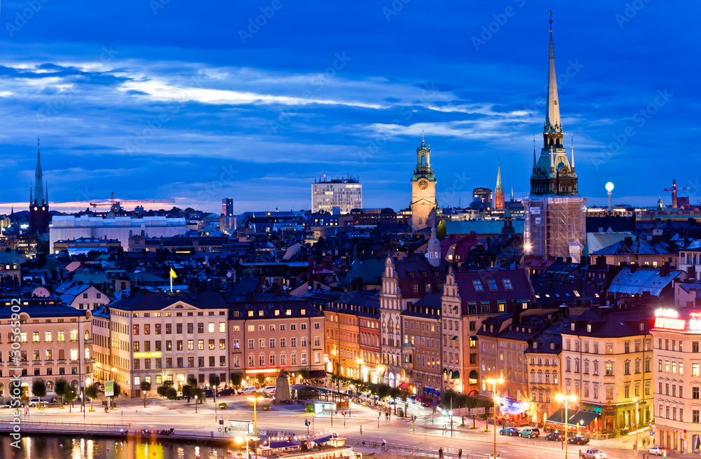 Fototapeta premium Night scene of the Stockholm City
