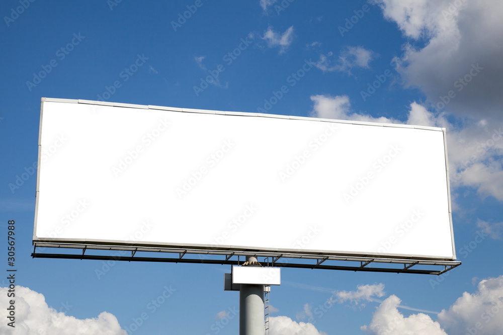 Blank billboard on blue sky with clouds Blank billboard on blue sky with clouds