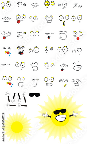 sun cartoon set
