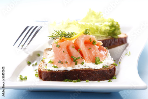 Tasty sandwich with salmon