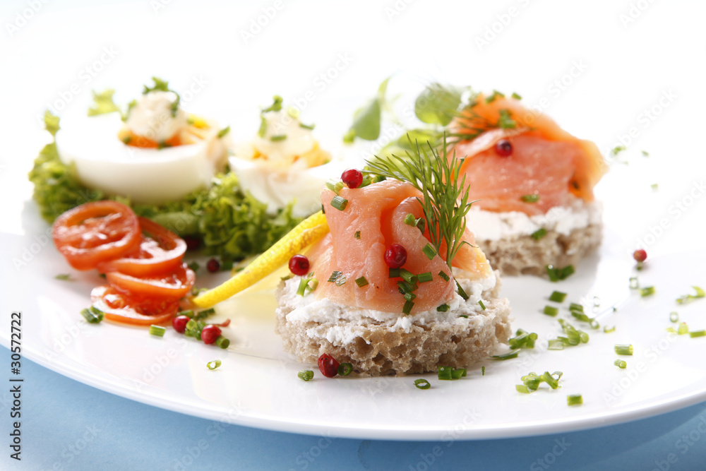 Tasty sandwich with salmon Tasty sandwich with salmon