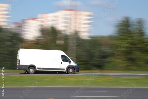 Delivery van with blank advertisement space