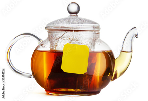 Teapot of hot black tea
