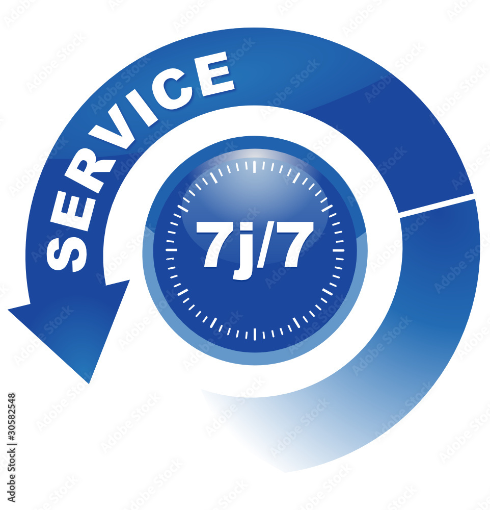 service 7j sur 7 sur vignette fléchée bleue service 7j sur 7 sur vignette fléchée bleue