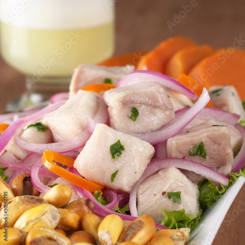 Peruvian-style ceviche made out of raw dogfish photo