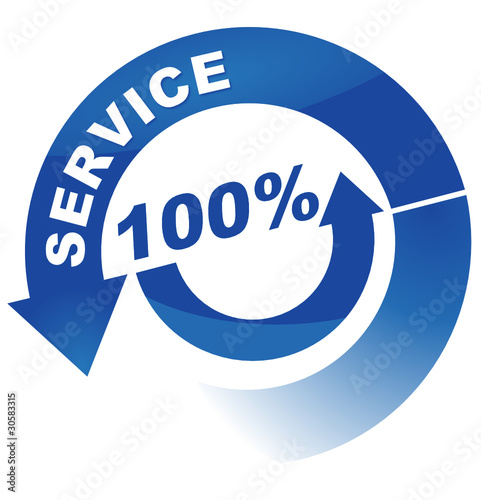 service 100 pour 100 sur vignette fléchée bleue