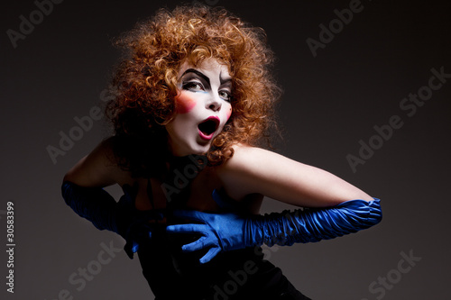 woman mime with theatrical makeup