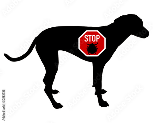 Hund Stoppschild Zecke