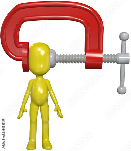 Фотография Clamp squeeze person head headache stress pressure