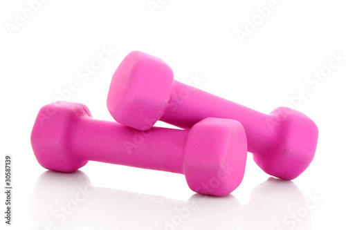 Pink Dumbbells on the white background